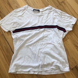 Brandy Melville White with Stripe T-Shirt